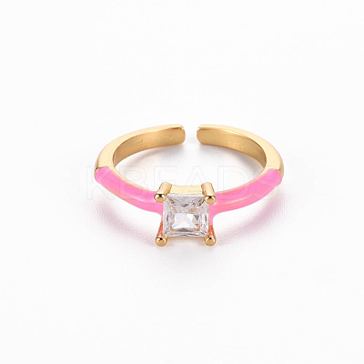 Brass Enamel Cuff Rings RJEW-T016-32E-NF-1