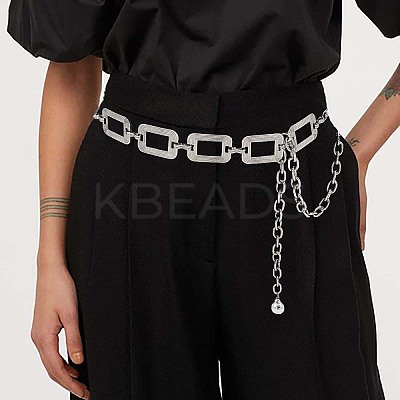 Zinc Alloy Textured Rectangle Link Chain Waist Chain Belts for Women FS-WG590D2-02-1