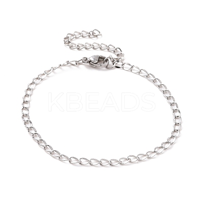 Non-Tarnish 304 Stainless Steel Curb Chain Bracelet for Men Women BJEW-E031-15P-02-1