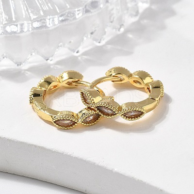 Brass Micro Pave Cubic Zirconia Huggie Hoop Earrings X-EJEW-K083-34G-B-1