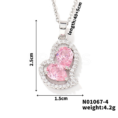 Elegant and Unique Style Brass & Glass Lock Collar Heart Pendant Necklaces for Women FN1868-4-1