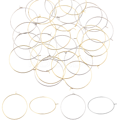 120Pcs 2 Colors 316 Surgical Stainless Steel Hoop Earring Findings STAS-HS0001-25-1