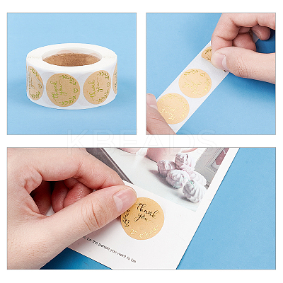 1 Inch Thank You Sticker Self-Adhesive Kraft Paper Gift Tag Stickers DIY-GL0001-05-11-1