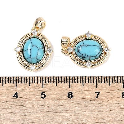 Synthetic Turquoise Oval Pendants KK-U043-44G-C-1