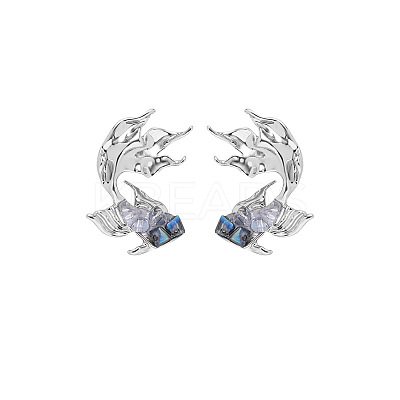 Fish Alloy Glass Stud Earrings FS-WG4D6D9-01-1