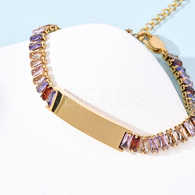 304 Stainless Steel Glass Link Chain Bracelets BJEW-G753-03G-03-1