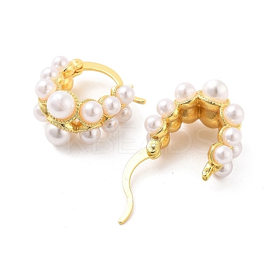 Rack Plating Brass ABS Imitation Pearl Hoop Earrings EJEW-M029-02G-1