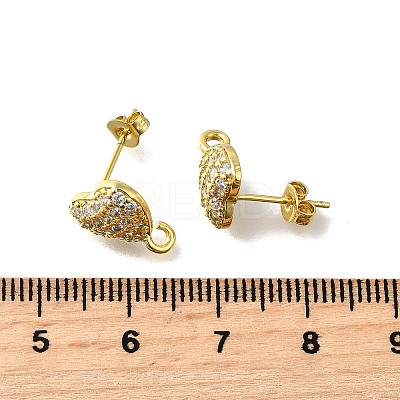 Brass Micro Pave Cubic Zirconia Stud Earring Findings KK-Z102-12G-1