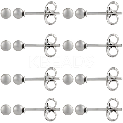 100Pcs 304 Stainless Steel Round Stud Earrings EJEW-BBC0002-05B-P-1