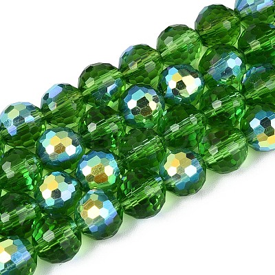 Electroplate Transparent Glass Beads Strands EGLA-N024-01A-C02-1
