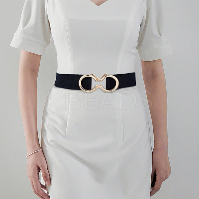 4Pcs 4 Colors Polyester Elastic Corset Belts with Alloy Ring Buckle AJEW-GO0001-40-1