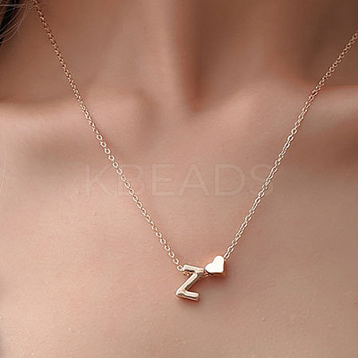 Alloy Letter Heart Pendant Necklaces for Women WGBB55E-22-1