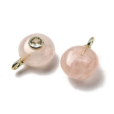 Natural Rose Quartz Flat Round Pendants G-H318-01G-A-03-1