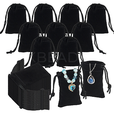 60Pcs Rectangle Velvet Drawstring Pouches TP-NB0001-66A-1