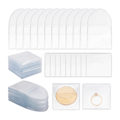 100Pcs 2 Styles Dustproof PVC Commemorative Coin Storage Envelope Bags for Jewelry ABAG-PH0001-49-1