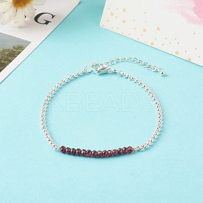 Natural Garnet Beaded Bracelets BJEW-JB06384-01-1