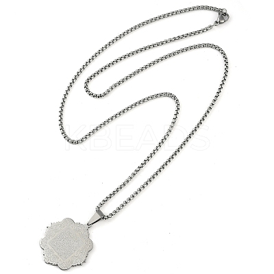 Anti-Tarnish 201 Stainless Steel Arabic Elements Flower Pendant Box Chain Necklaces LS-NJEW-D089-01P-02-1