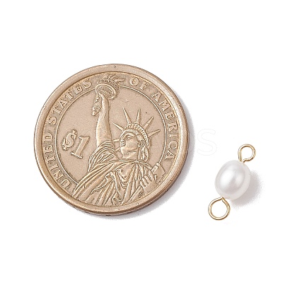 Natural Cultured Freshwater Pearl Rice Connector Charms PALLOY-JF04186-02-1