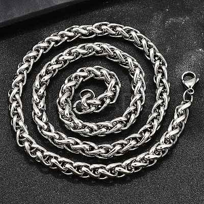 Tarnish Resistant Fashionable 304 Stainless Steel Wheat Chain Necklaces STAS-A028-N003P-1