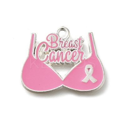 Breast Cancer Pink Awareness Ribbon Theme Alloy Enamel Pendants ENAM-C026-01H-S-1