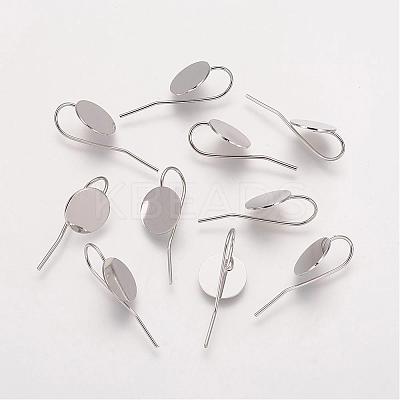 Platinum Plated Brass Earring Hooks fit Cameo Cabochons X-KK-A093-P-1