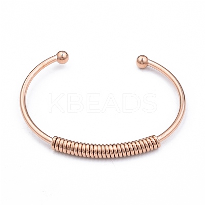 304 Stainless Steel Open Cuff Bangle for Girl Women BJEW-N013-008RG-1