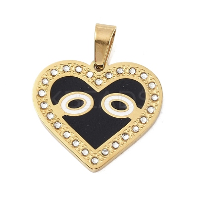 Ion Plating(IP) 304 Stainless Steel Enamel Rhinestone Pendants STAS-Q325-02D-G-1