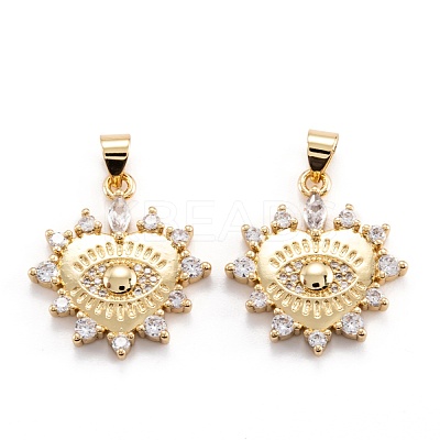 Brass Micro Pave Clear Cubic Zirconia Beads Pendants ZIRC-M114-13G-1