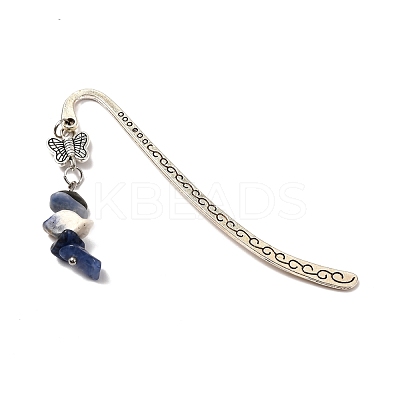 Natural & Synthetic Gemstone Zinc Alloy Bookmarks AJEW-JK00173-1