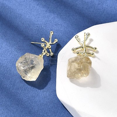 Brass Nuggets Dangle Stud Earrings EJEW-D345-01G-1