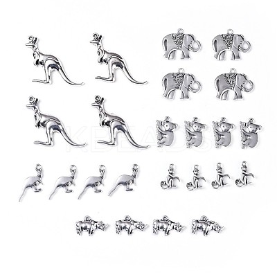 Terrestrial Animals Metal Charms Tibetan Style Alloy Pendants TIBEP-X0185-90AS-LF-1