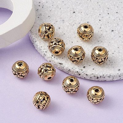 Tibetan Style Hollow Alloy Beads TIBEB-YW0001-12G-1