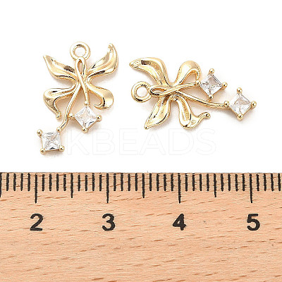 Brass Micro Pave Clear Cubic Zirconia Pendants KK-C054-06G-1