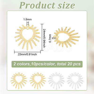 20Pcs 2 Colors Brass Pendants KK-BC0012-96-1