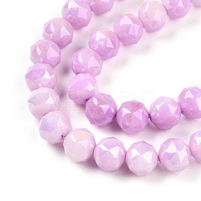 Anti-Tarnish Electroplate Glass Beads Strands X-GLAA-N010-8mm-10-1