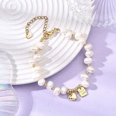 Brass Charm Bracelets BJEW-JB12859-1