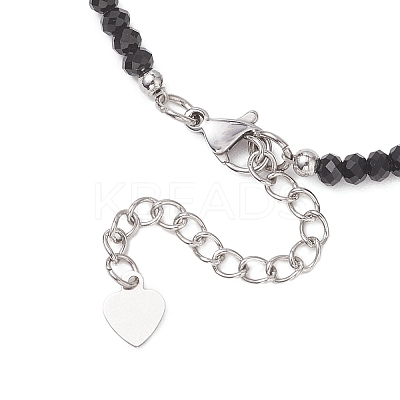 Alloy Enamel Gothic Cross and Red Teardrop Pendant Faceted Rondelle Glass Beaded Necklaces NJEW-JN05827-1