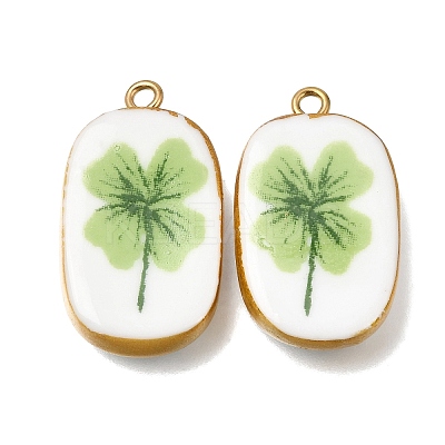 Fruit & Floral & Animals Printed Handmade Porcelain Pendants X-STAS-Z207-01G-08-1