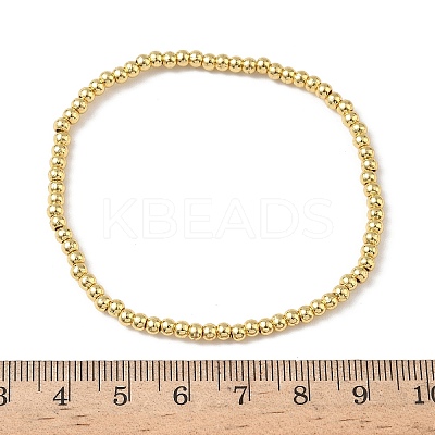 Brass Round Beaded Stretch Bracelets for Men Women BJEW-B148-05A-G-1