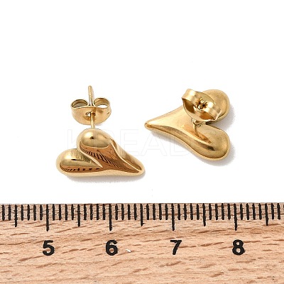 304 Stainless Steel Heart Stud Earrings EJEW-F398-01G-1