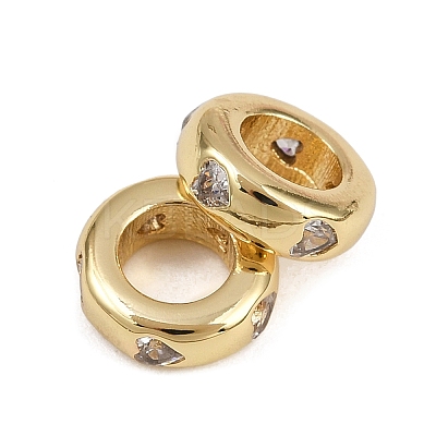 Brass Micro Pave Cubic Zirconia European Beads KK-B150-24G-1