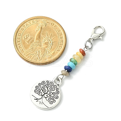 Alloy Tree of Life Pendant Decorations HJEW-JM01383-01-1