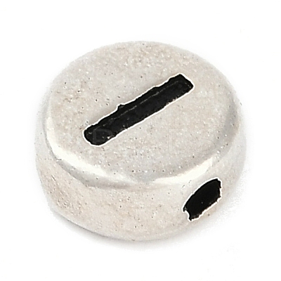 925 Sterling Silver Flat Round with Letter Beads STER-G044-01AS-I-1