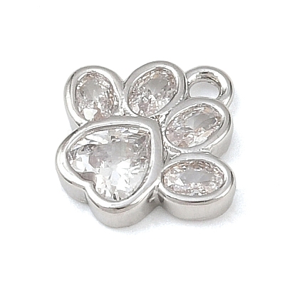 Brass Micro Pave Clear Cubic Zirconia Charms KK-G545-05P-1