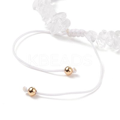 Natural Quartz Crystal Chips & Resin Evil Eye Braided Bead Bracelet BJEW-JB08495-06-1