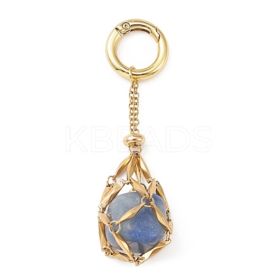 304 Stainless Steel Macrame Pouch Empty Stone Holder Pendant Decoration HJEW-JM01184-01-1