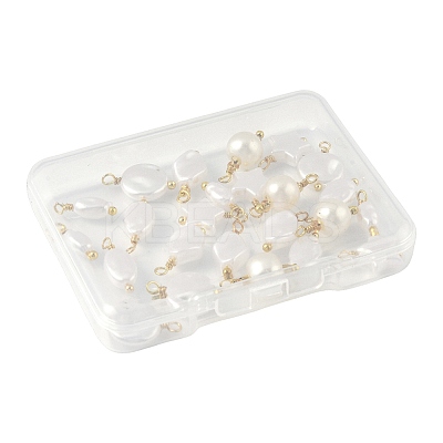 24Pcs 6 Styles ABS Plastic Imitation Pearl Pendants KK-FS0001-93-1