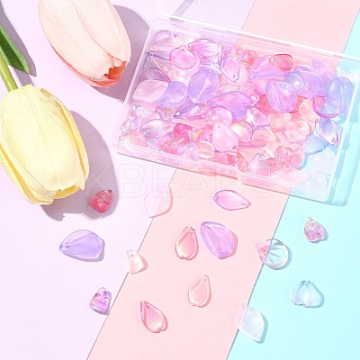 100Pcs 10 Styles Transparent Spray Painted Glass Pendants GLAA-FS0002-16-1