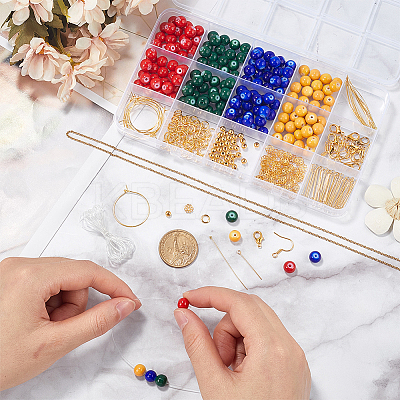DIY Glass Beaded Bracelets & Earrings Jewelry Making Kit DIY-SP0001-20C-1