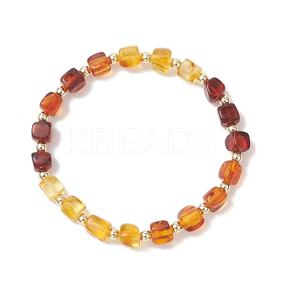 Natural Amber Beads Stretch Bracelets for Women BJEW-JB13255-1